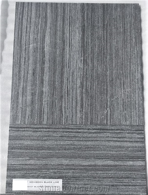 Monsoon Black Indian Quartzite Tiles Line Pattern