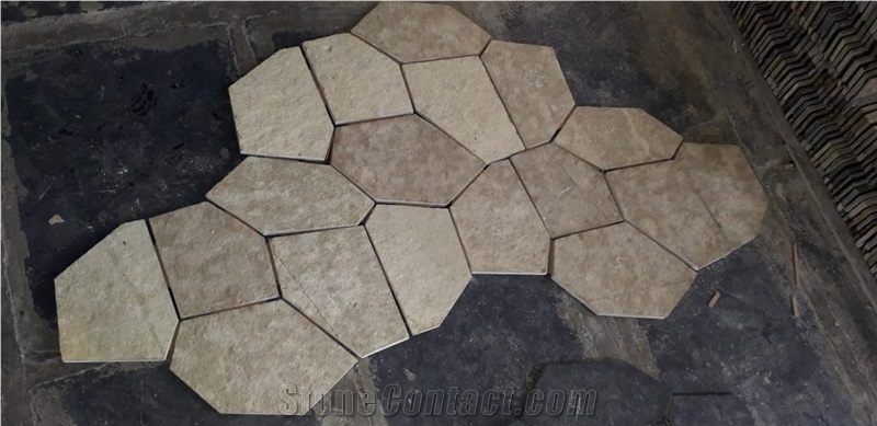 Tandur Yellow Limestone Irrergular Shape Flagstone