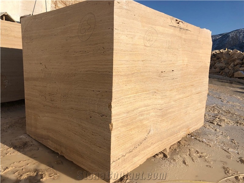 Classic Beige Travertine Vein Cut Blocks