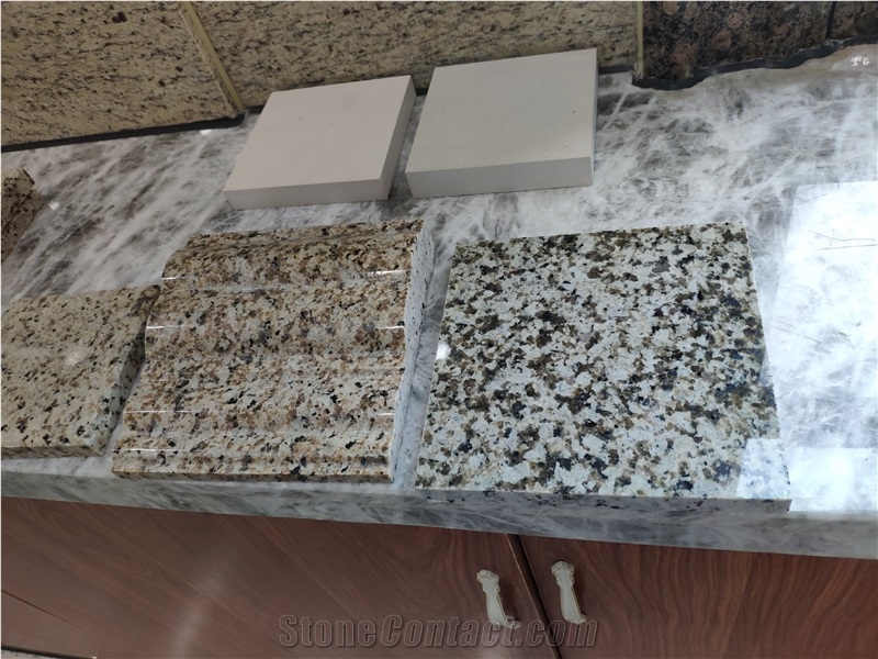 Cheap Yellow Pearl and Green Diamond Granite Slabs