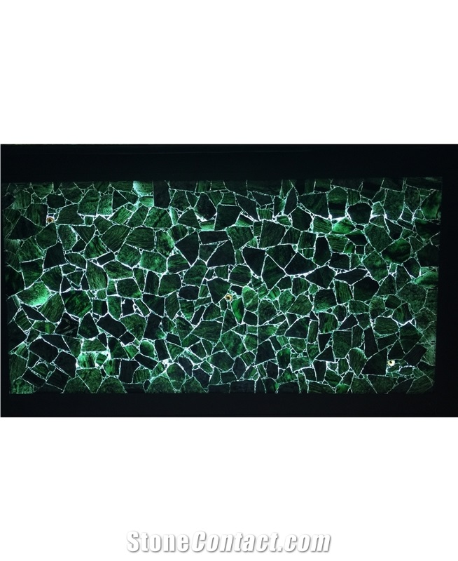 Back Light Green Semi Precious Stone Tiles