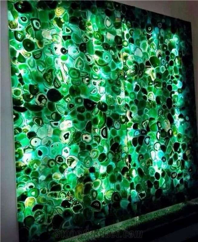 Back Light Green Semi Precious Stone Tiles