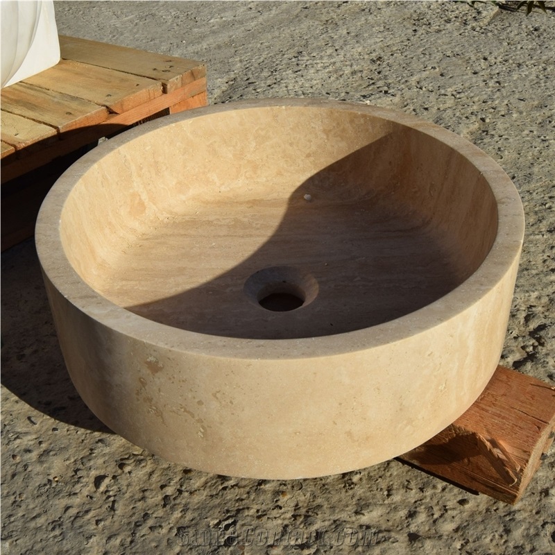 Beige Limestone Basin Sink Design