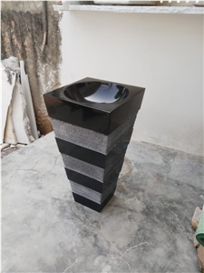 Black Granite Stone Pedestal Basin