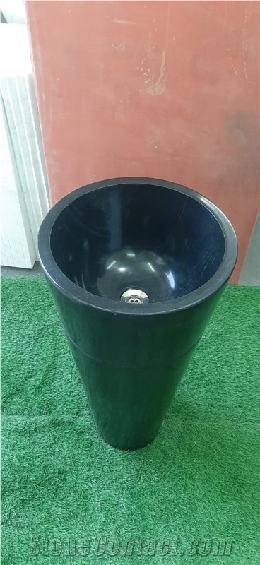 Black Granite Stone Pedestal Basin