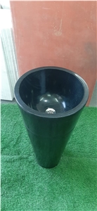Black Granite Stone Pedestal Basin