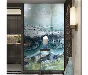 China Wizard Green Marble Slab Back Wall Design