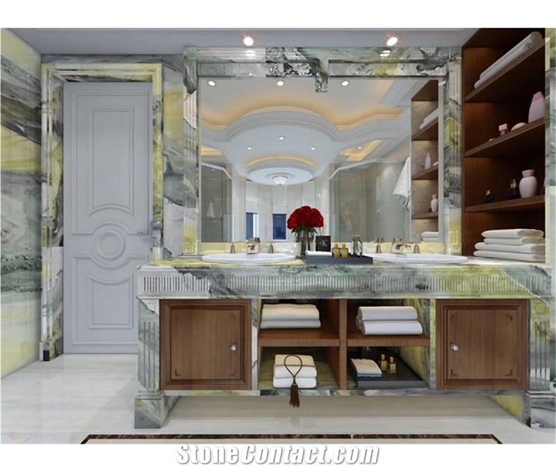 China Wizard Green Marble Slab Back Wall Design
