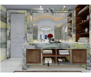 China Wizard Green Marble Slab Back Wall Design