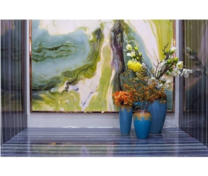 China Wizard Green Marble Slab Back Wall Design