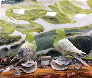China Wizard Green Marble Slab Back Wall Design
