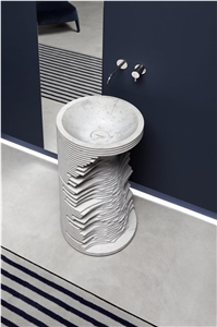 White Marble Stone Pedestal Sinks
