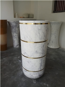 White Marble Stone Pedestal Sinks