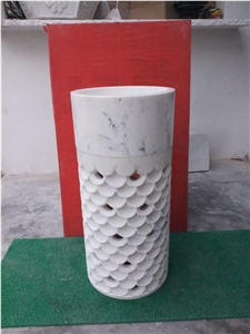 White Marble Stone Pedestal Sinks