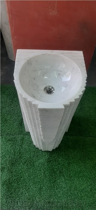 White Marble Stone Pedestal Sinks