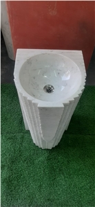 White Marble Stone Pedestal Sinks