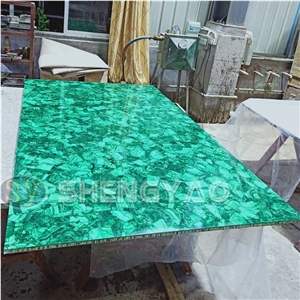 Custom Malachite Green Gemstone Wall Slab