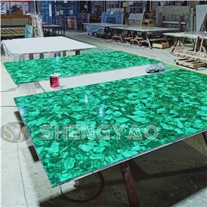 Custom Malachite Green Gemstone Wall Slab