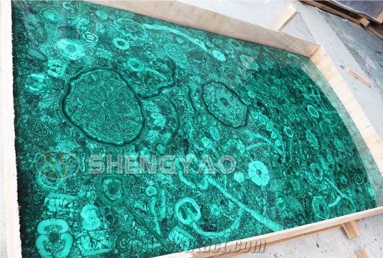 Custom Malachite Green Gemstone Wall Slab