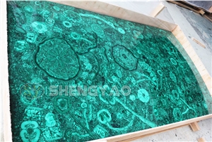 Custom Malachite Green Gemstone Wall Slab