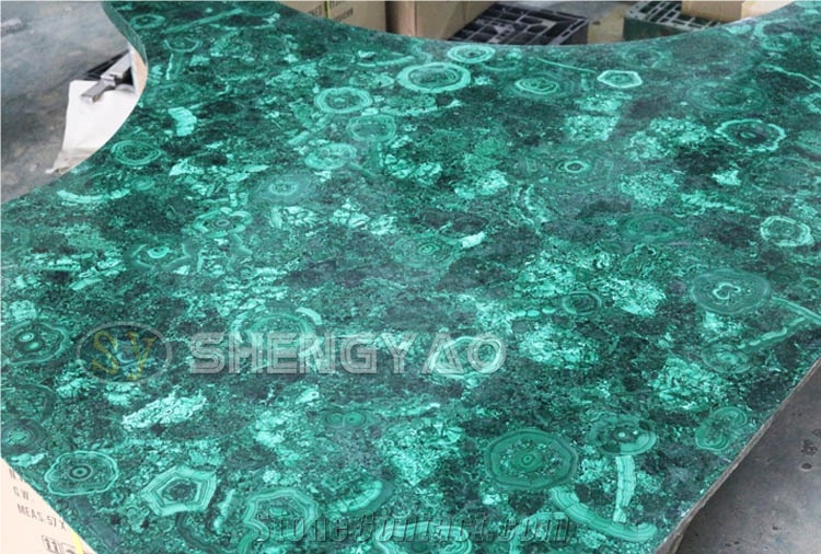 Custom Malachite Green Gemstone Wall Slab