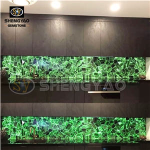 Green Backlight Semi Precious Stone Slab