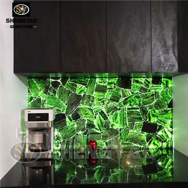 Green Backlight Semi Precious Stone Slab