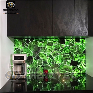 Green Backlight Semi Precious Stone Slab