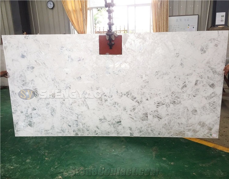 White Quartz Crystal Healing Stones Slab Tile