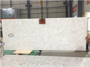 White Quartz Crystal Healing Stones Slab Tile