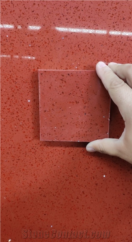 Bright Red Monochrome Quartz Stone