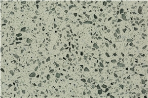 Moss Green Mirror Chip Quartz Slabs