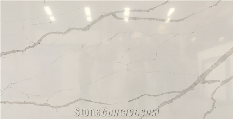 Semi White Calacatta Laza Quartz Slabs