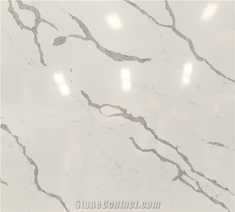 Semi White Calacatta Quartz Slabs
