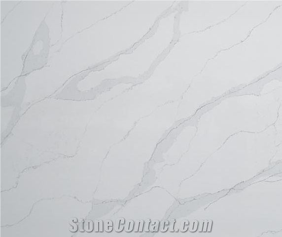 White Carrara Lago Quartz Slabs