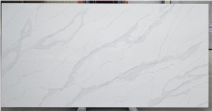 White Carrara Lago Quartz Slabs