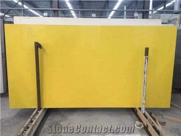 Yellow Pure Color Quartz Stone Slabs