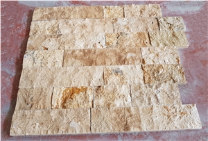 Yellow Split Face Ledge Stone, Noce Split Face Stone Veneer Wall Panels