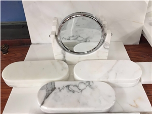 Mirror with Marble Base, Staturio and Calacatta