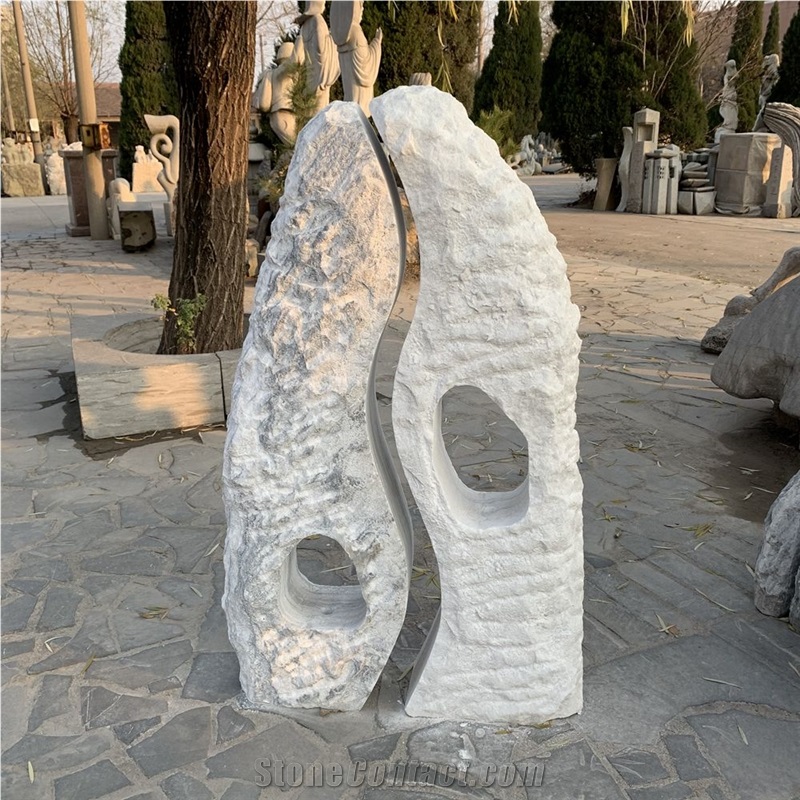 Marble Twins Monolith Landscaping Stone Fountain