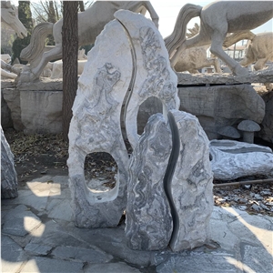Marble Twins Monolith Landscaping Stone Fountain
