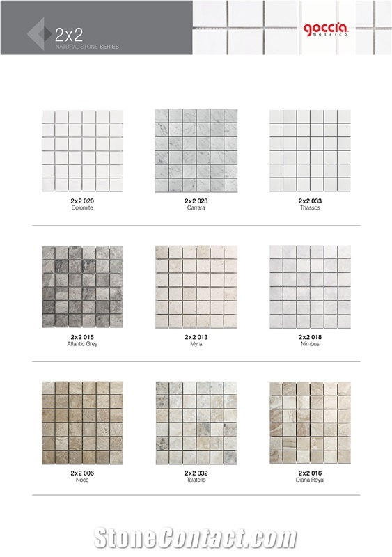 Mosaic 2x2 Bianco Dolomiti Marble Mosaic