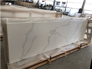 Artificial White Calacatta Quartz Stone Vanity Top