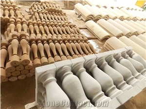 Beige Sandstone Balcony Balustrade Handrails