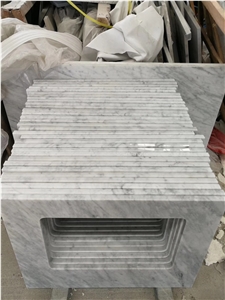 Bianco Carrara Marble Hotel Vanity Top Prefab Customized