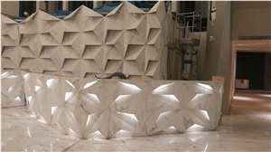 Bianco Carrara White Marble 3d Wall Panel Hotel Lobby Desk