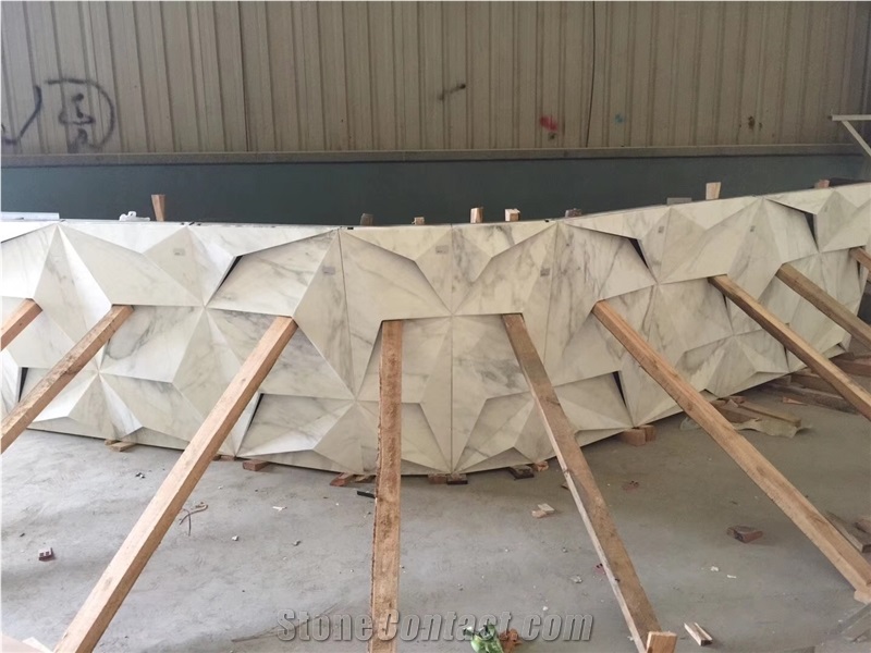 Bianco Carrara White Marble 3d Wall Panel Hotel Lobby Desk