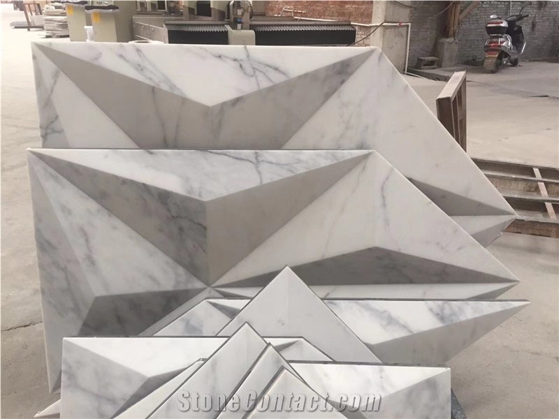 Bianco Carrara White Marble 3d Wall Panel Hotel Lobby Desk