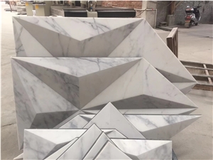 Bianco Carrara White Marble 3d Wall Panel Hotel Lobby Desk