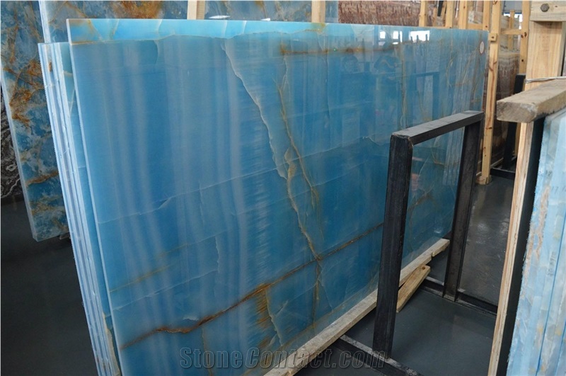 Blue Onyx Slab Translucent Interior Wall Panel